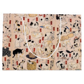 江戸日本の時代の猫・国芳・浮世絵 ラージペーパーバッグ (裏面)