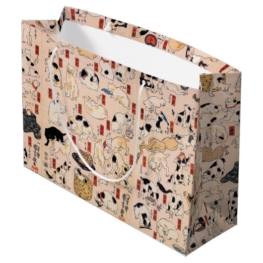 江戸日本の時代の猫・国芳・浮世絵 ラージペーパーバッグ (裏面アングル)