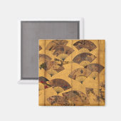 江戸時代の宗達による扇子の屏風 マグネット (正面/裏面)