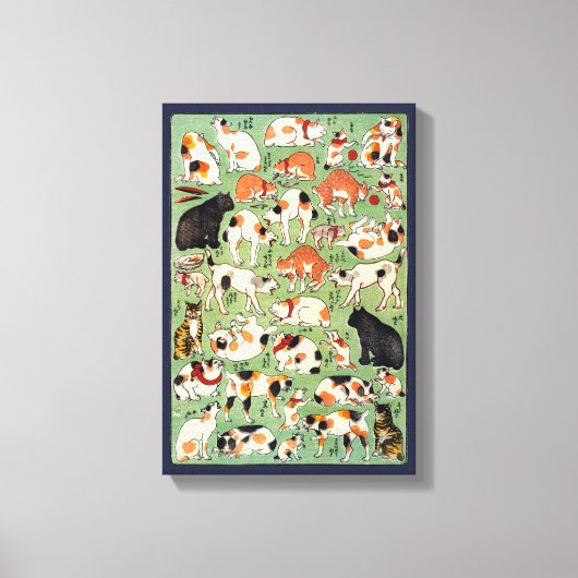 江戸時代の猫・歌川吉藤・浮世絵 キャンバスプリント (正面)