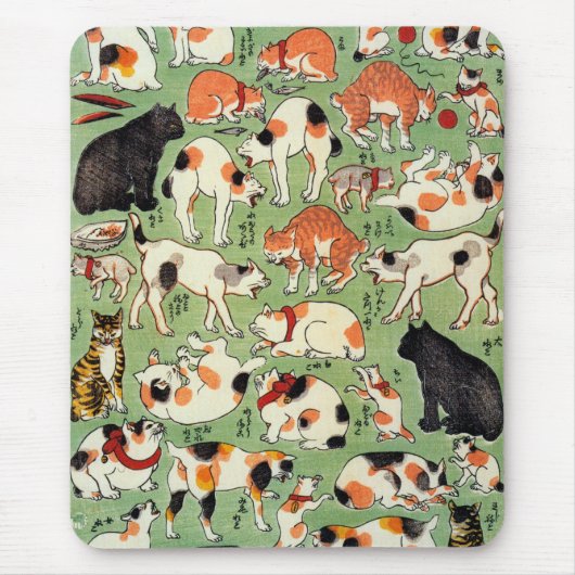 江戸時代の猫・歌川吉藤・浮世絵 マウスパッド (正面)