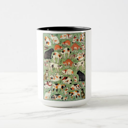 江戸時代の猫・歌川吉藤・浮世絵 マグカップ (中央)