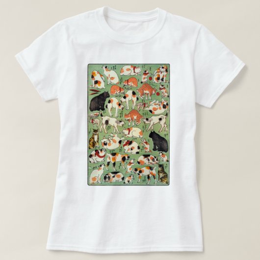 江戸時代の猫・歌川吉藤・浮世絵 Tシャツ (デザイン正面)