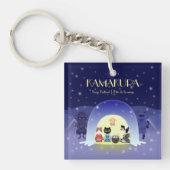 江戸猫雪お祝い広場 キーホルダー (正面)