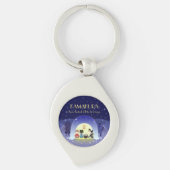 江戸猫雪のお祝いメタル キーホルダー (正面)