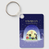 江戸猫雪のお祝い長方形 キーホルダー (正面)