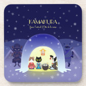 江戸猫雪のお祝い コースター (正面)