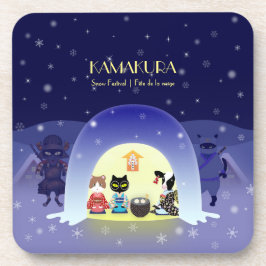 江戸猫雪のお祝い コースター