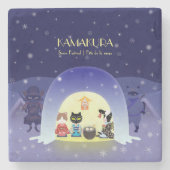 江戸猫雪のお祝い ストーンコースター (正面)