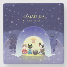 江戸猫雪のお祝い ストーンコースター