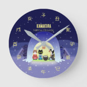 江戸猫雪のお祝い ラウンド壁時計 (正面)