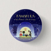 江戸猫雪のお祝い 缶バッジ (正面)