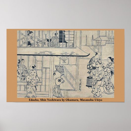 江戸町、奥村の新吉原、浮世雅信 ポスター (正面)