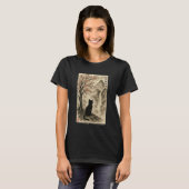 江戸絵画 桜 日本の風景 猫 浮世絵 Tシャツ (正面フル)