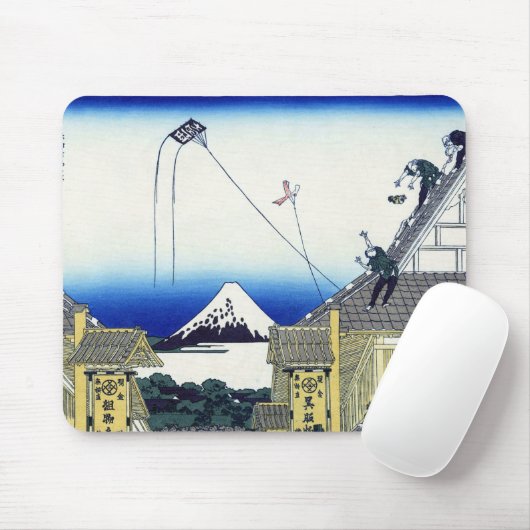 江都駿河町三井,北斎北斎三井店から富士山を見る マウスパッド (マウス)