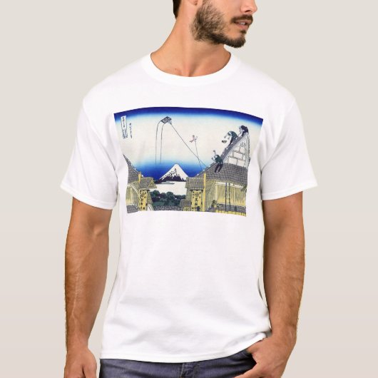 江都駿河町三井,北斎北斎三井店から富士山を見る Tシャツ (正面)