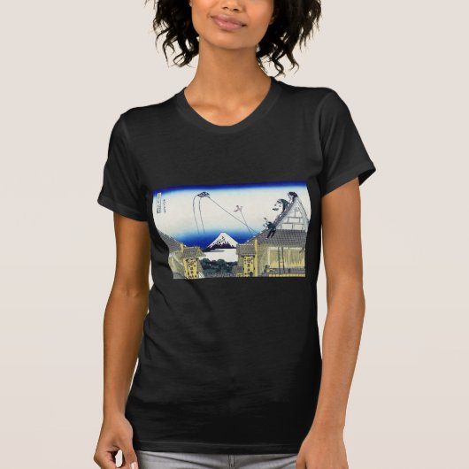 江都駿河町三井,北斎北斎三井店から富士山を見る Tシャツ (正面)