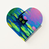 池おもしろいで泳ぐ黒猫 | アー予測できなト ノートブック (裏面)