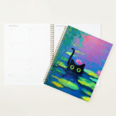 池おもしろいで泳ぐ黒猫 | アー予測できなト プランナー手帳 (ディスプレー)