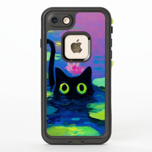 池おもしろいで泳ぐ黒猫 | アー予測できなト LifeProof iPhoneケース (裏面)