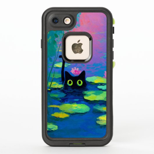 池おもしろいで泳ぐ黒猫 | アー予測できなト LifeProof iPhoneケース (裏面)