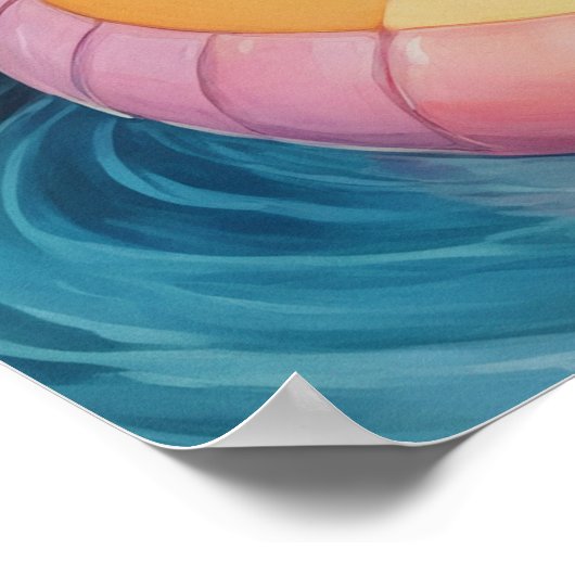 池おもしろいに浮フランスのかぶブルドッグ ポスター (角)