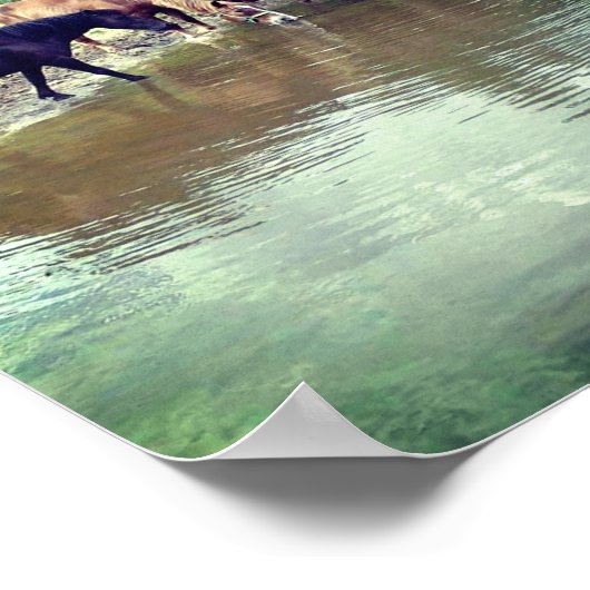 池から飲む馬 ポスター (角)