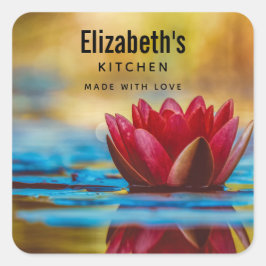 池かわいらしのキッチンの蓮の花の写真 スクエアシール