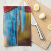 池かわいらしの蓮の花の写真 キッチンタオル (四つ折り)