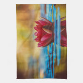 池かわいらしの蓮の花の写真 キッチンタオル (縦)