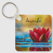池かわいらしの蓮の花の写真 キーホルダー (正面)
