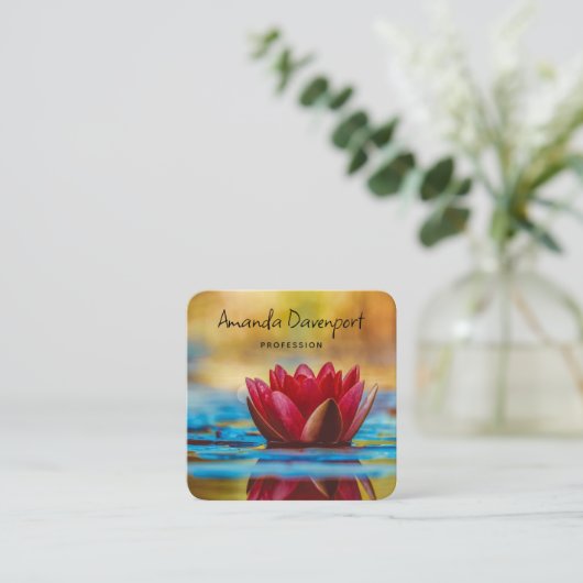 池かわいらしの蓮の花の写真 スクエア名刺 (スタンド正面)