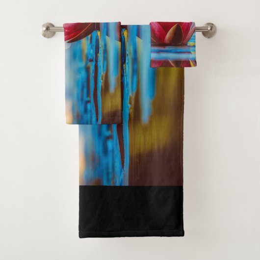 池かわいらしの蓮の花の写真 バスタオルセット (インサイチュ)