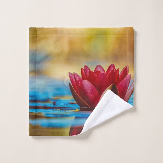 池かわいらしの蓮の花の写真 バスタオルセット (ウォッシュタオル)