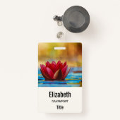 池かわいらしの蓮の花の写真 バッジ (正面リトラクタブル付き)