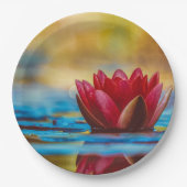 池かわいらしの蓮の花の写真 ペーパープレート (正面)