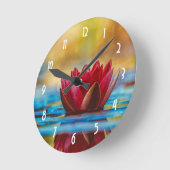 池かわいらしの蓮の花の写真 ラウンド壁時計 (傾斜)