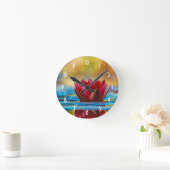 池かわいらしの蓮の花の写真 ラウンド壁時計 (ホーム)