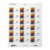 池かわいらしの蓮の花の写真 ラベル (フルシート)