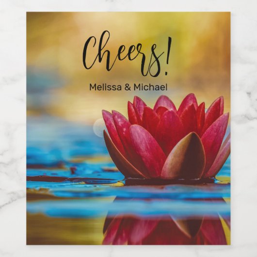 池かわいらしの蓮の花の写真 ワインラベル (シングルラベル)