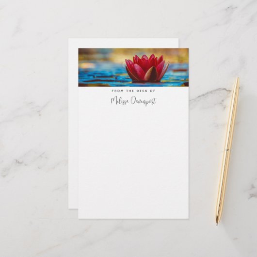 池かわいらしの蓮の花の写真 便箋 (正面/裏面インサイチュ)