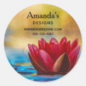 池かわいらし事業の蓮の花の写真 ラウンドシール (正面)