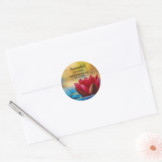 池かわいらし事業の蓮の花の写真 ラウンドシール (封筒)