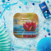 池かわいらし誕生日の蓮の花の写真 ペーパープレート (パーティー)