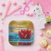 池かわいらし誕生日の蓮の花の写真 ペーパープレート (パーティー)