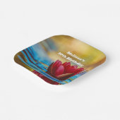 池かわいらし誕生日の蓮の花の写真 ペーパープレート (傾斜あり)