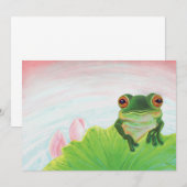 池でくつろぐ緑のカエル 招待状 (正面/裏面)