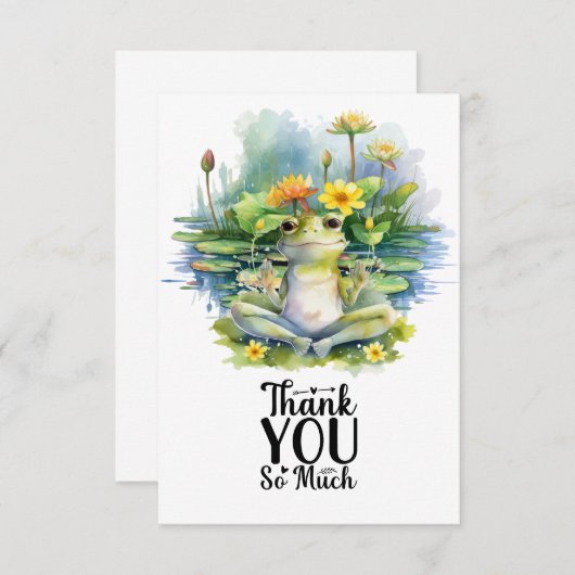 池でのカエルのヨガの瞑想 サンキューカード (正面/裏面)