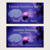 池でピンクと白の蓮の花を癒す (正面&裏面)