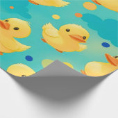 池で泳ぐかわいいアヒル ラッピングペーパー (角)
